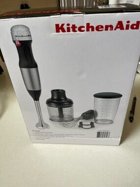 KitchenAid Silver and Black Immersion Hand Blender with Accessories